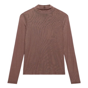 Mint Velvet Brown Mesh Embellished Top